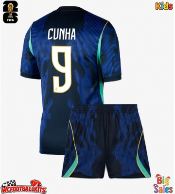 Brazil Matheus Cunha #9 Replica Away Stadium Kit for Kids World Cup 2026 Short Sleeve (+ pants)